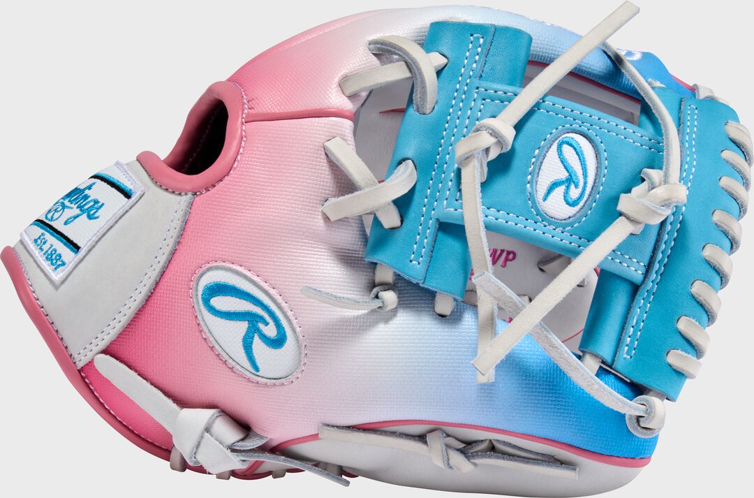 Exclusive Heart of the Hide 11.5-Inch Pink/Columbia Blue infield Glove Right Hand Throw - Rawlings
