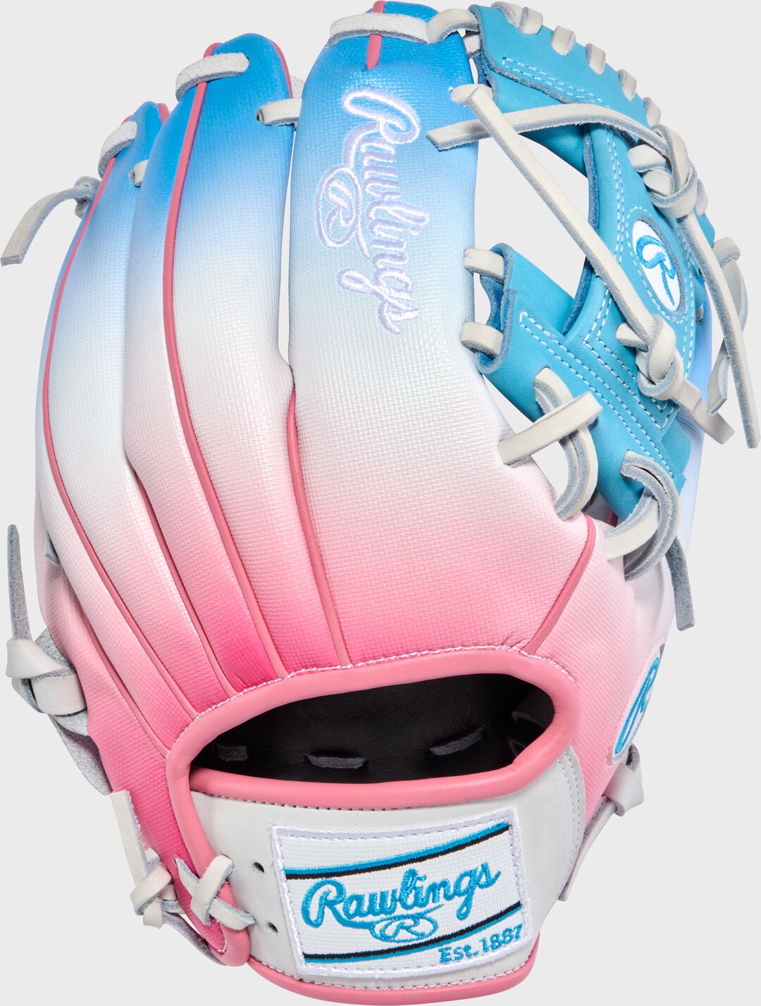 Exclusive Heart of the Hide 11.5-Inch Pink/Columbia Blue infield Glove Right Hand Throw - Rawlings