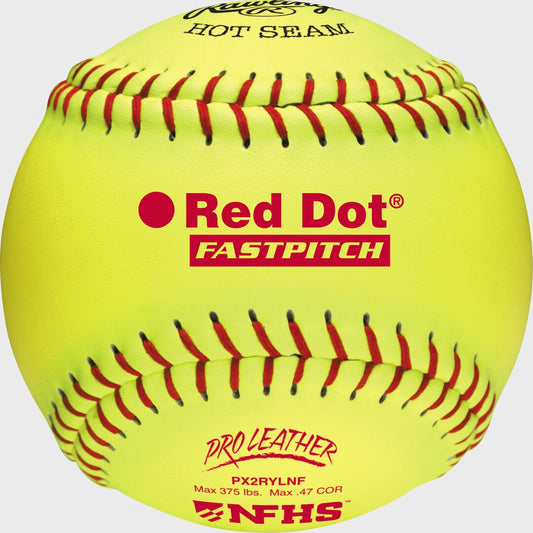 Rawlings 12-Inch Pro Leather Red Dot NFHS Fastpitch Softball Dozen - Rawlings