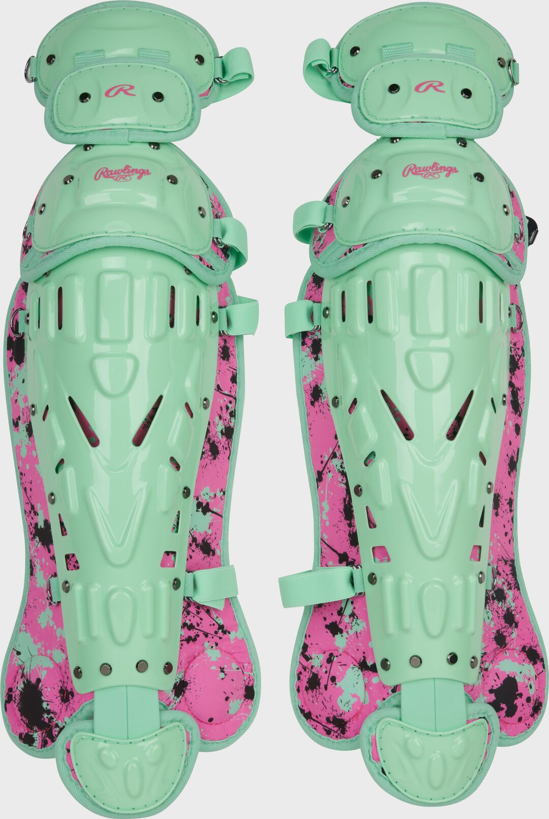 Limited Edition Mach Mint/Pink Spatter Catcher's Gear Set Adult Intermediate Youth - Rawlings