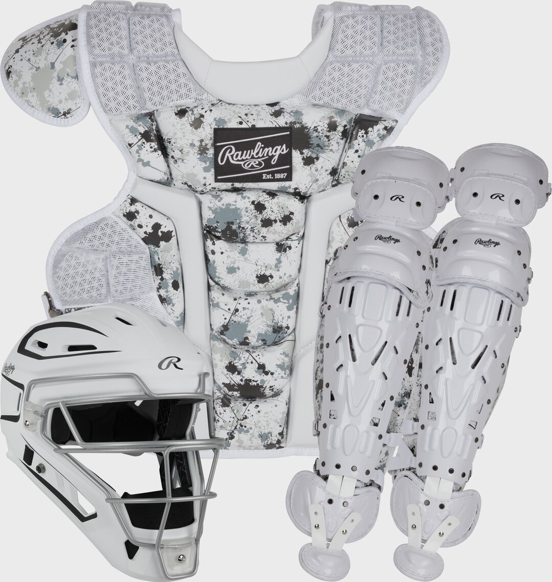 Limited Edition Mach Black Spatter Catcher's Gear Set Adult Intermediate Youth - Rawlings