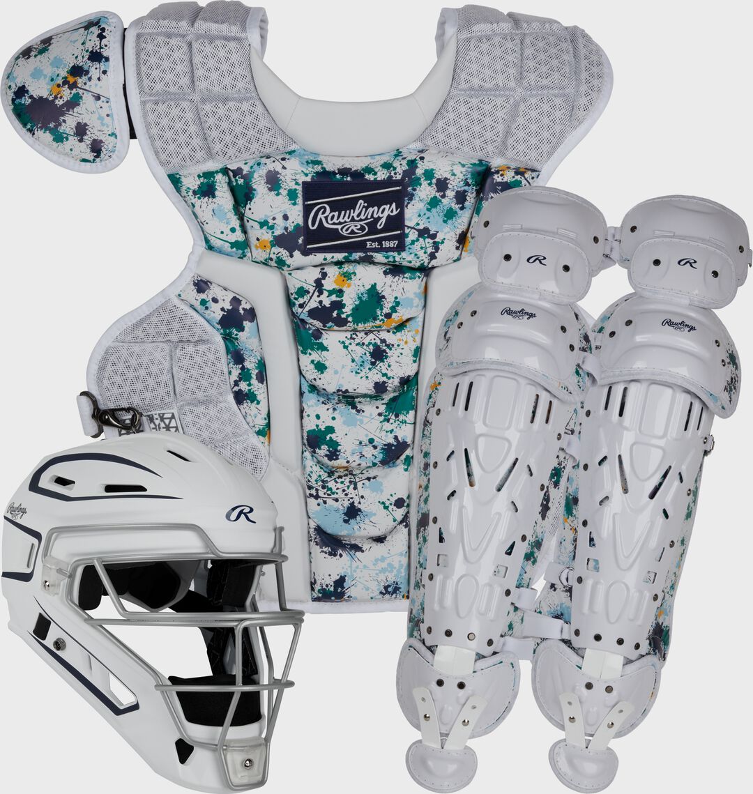 Limited Edition Mach Navy Spatter Catcher's Gear Set Adult Intermediate Youth - Rawlings