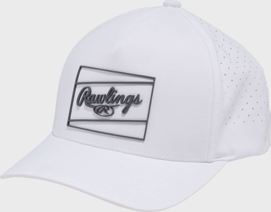 Rawlings White Laser Performance Patch Snapback Hat - Rawlings