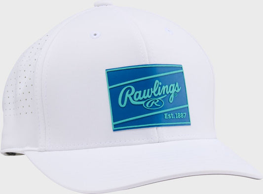 Rawlings White Performance Curved Bill Snapback Hat - Rawlings