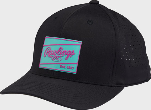 Rawlings Black Performance Curved Bill Snapback Hat - Rawlings