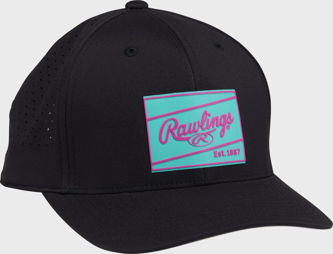 Rawlings Black Performance Curved Bill Snapback Hat - Rawlings