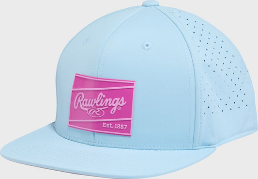 Rawlings Light Blue Performance Flat Bill Snapback Hat - Rawlings