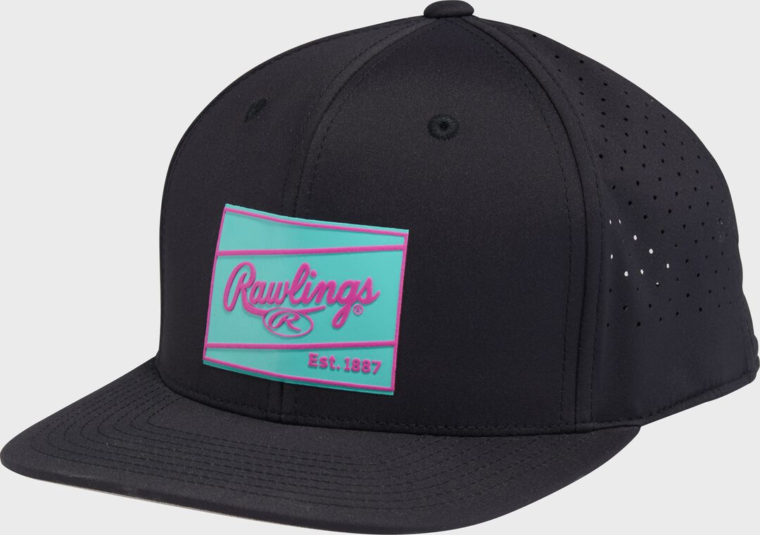 Rawlings Black Performance Flat Bill Snapback Hat - Rawlings
