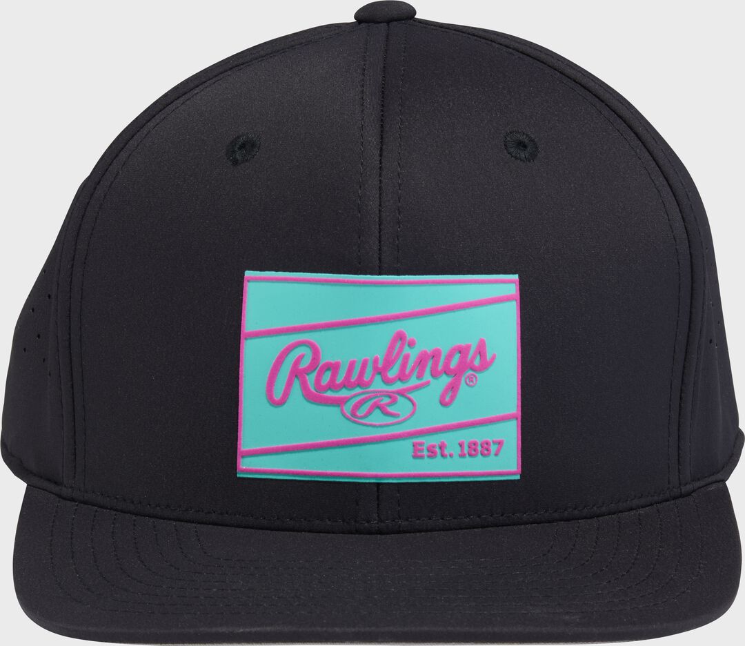 Rawlings Black Performance Flat Bill Snapback Hat - Rawlings