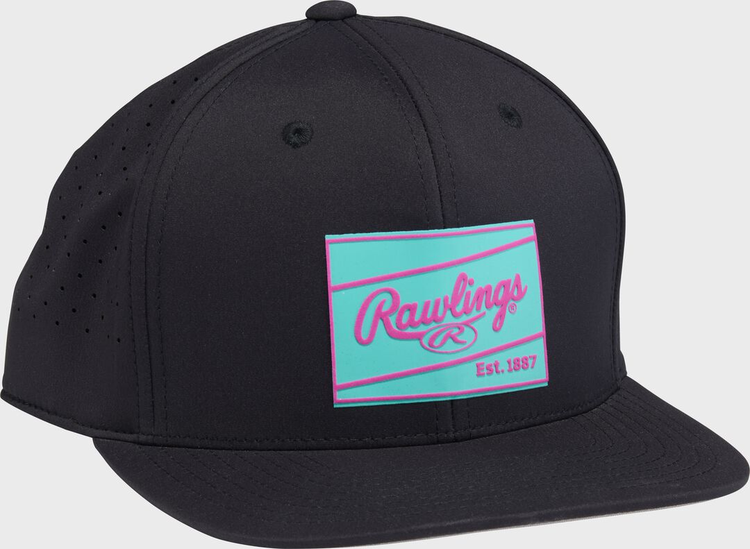 Rawlings Black Performance Flat Bill Snapback Hat - Rawlings