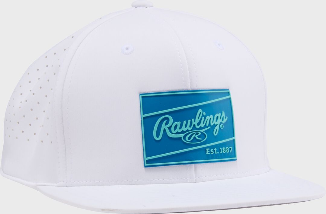 Rawlings White Performance Flat Bill Snapback Hat - Rawlings