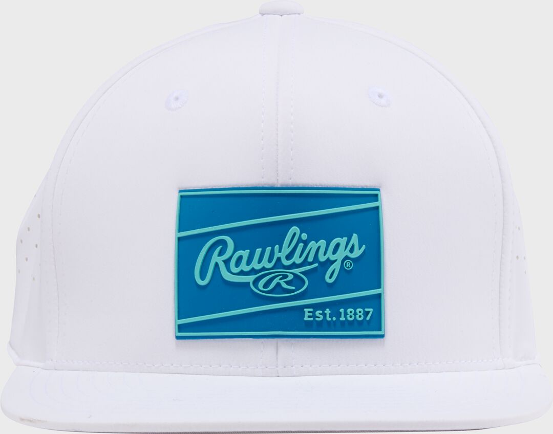 Rawlings White Performance Flat Bill Snapback Hat - Rawlings