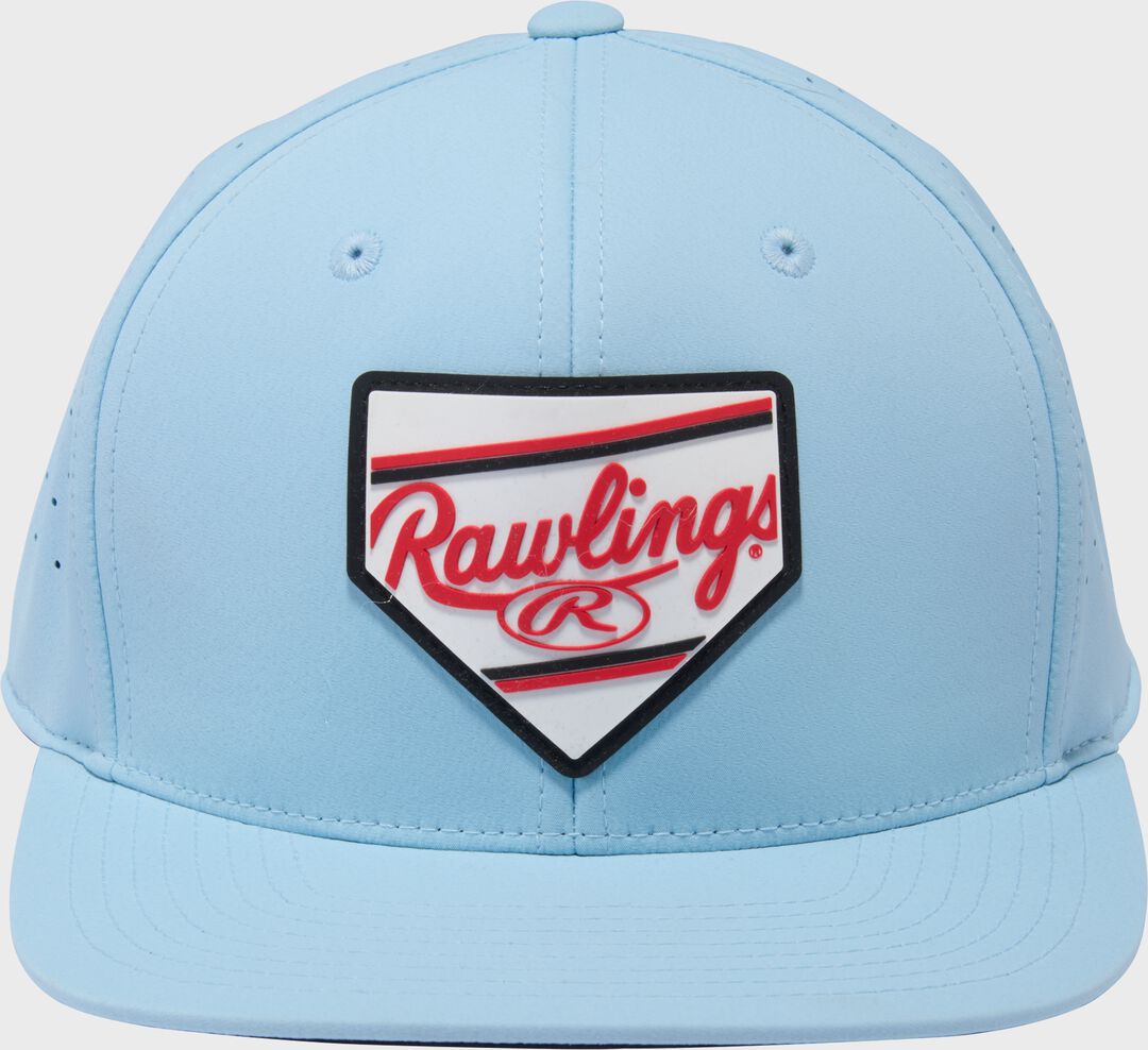 Rawlings Home Plate Performance Flat Bill Snapback Hat Light Blue - Rawlings