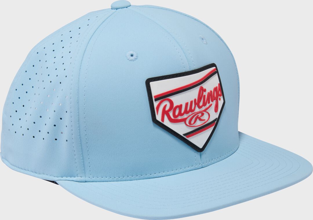 Rawlings Home Plate Performance Flat Bill Snapback Hat Light Blue - Rawlings