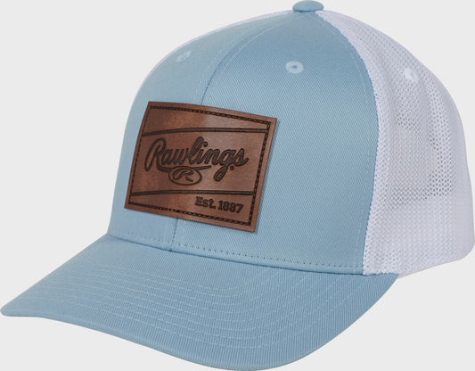 Rawlings Leather Patch Snapback Hat Light Blue - Rawlings