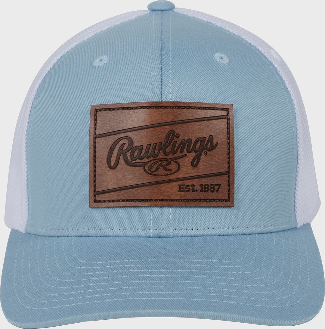 Rawlings Leather Patch Snapback Hat Light Blue - Rawlings