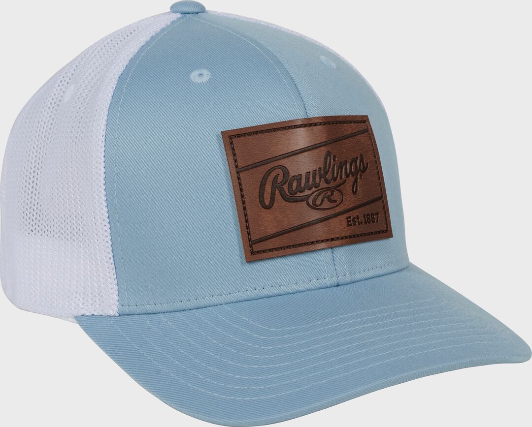 Rawlings Leather Patch Snapback Hat Light Blue - Rawlings