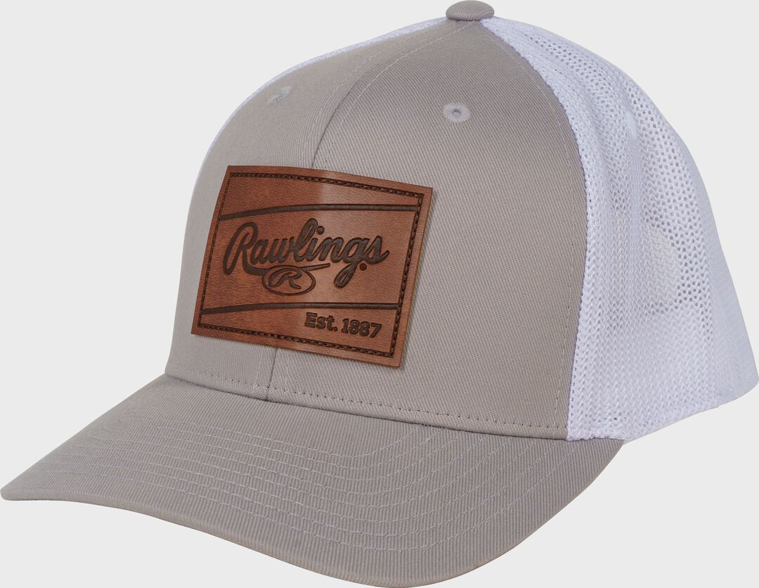 Rawlings Leather Patch Snapback Hat Gray - Rawlings