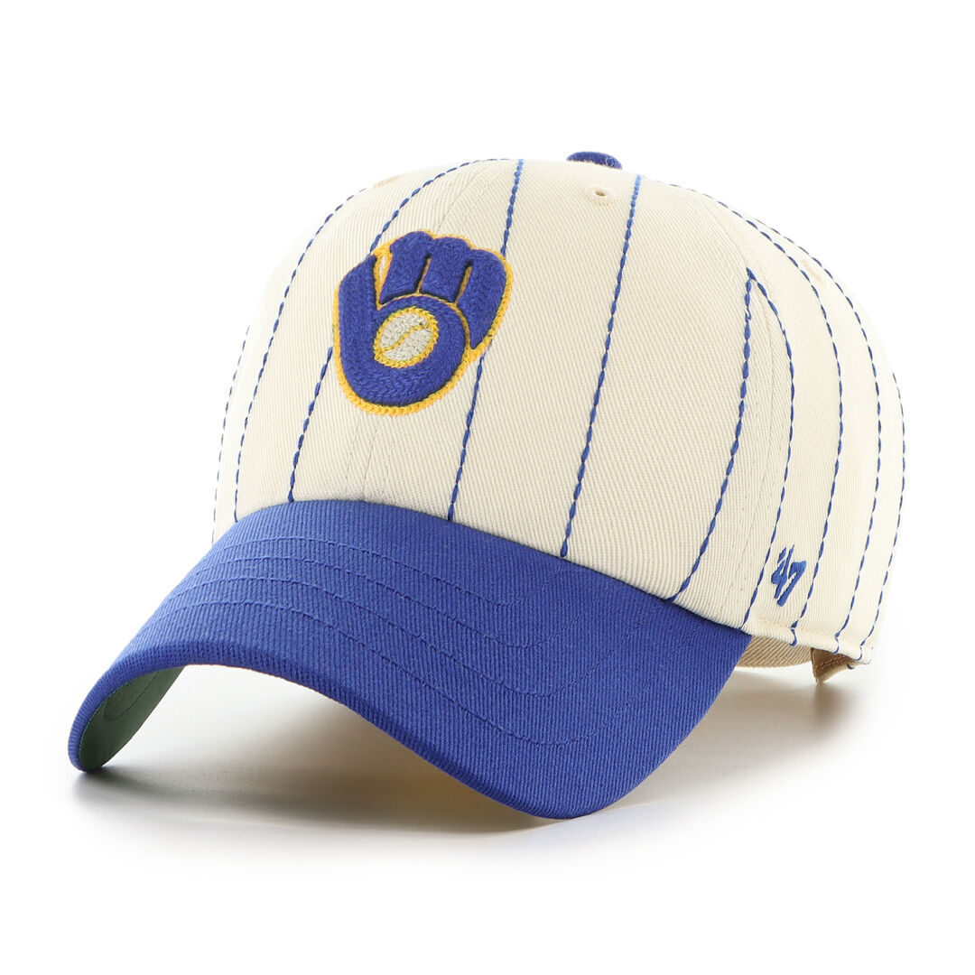 Milwaukee Brewers Rawlings '47 Brand Pinstripe Clean Up Hat - Rawlings
