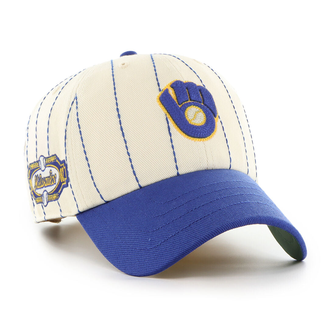 Milwaukee Brewers Rawlings '47 Brand Pinstripe Clean Up Hat - Rawlings
