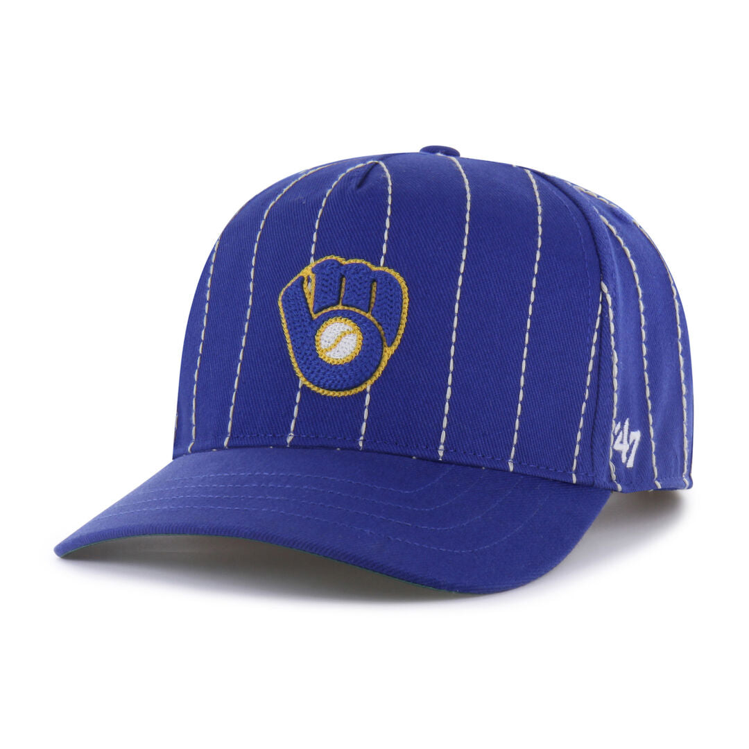 Milwaukee Brewers Rawlings '47 Brand Pinstripe Hitch Hat - Rawlings