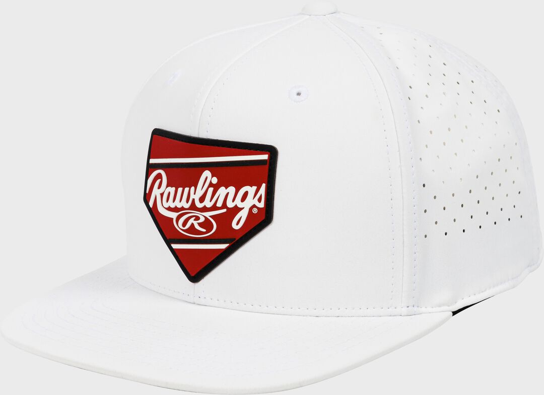 Rawlings White Home Plate Performance Flat Bill Snapback Hat - Rawlings