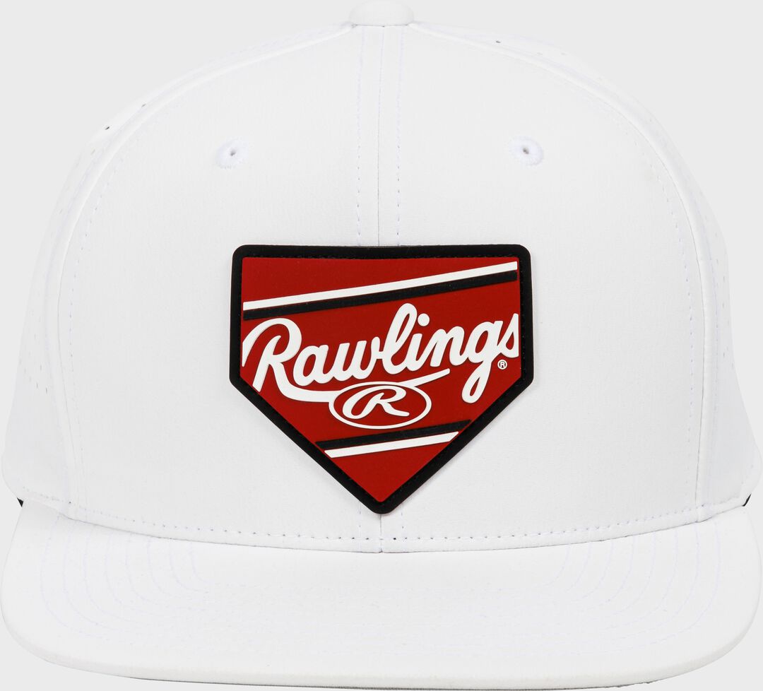 Rawlings White Home Plate Performance Flat Bill Snapback Hat - Rawlings