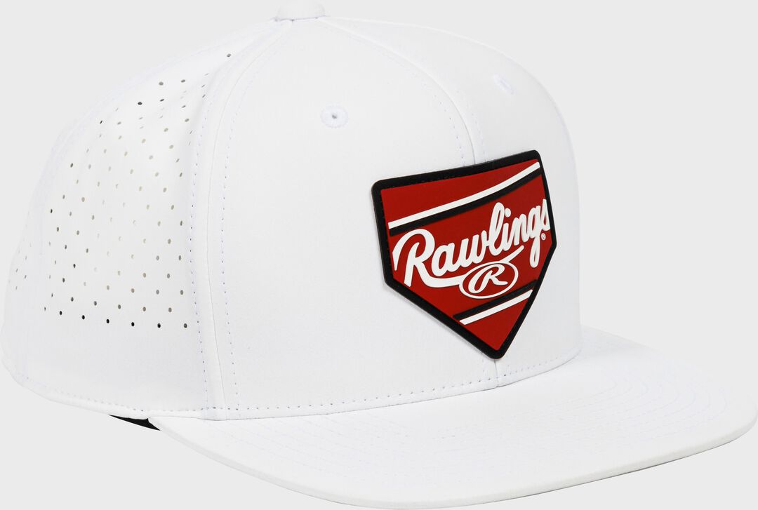 Rawlings White Home Plate Performance Flat Bill Snapback Hat - Rawlings