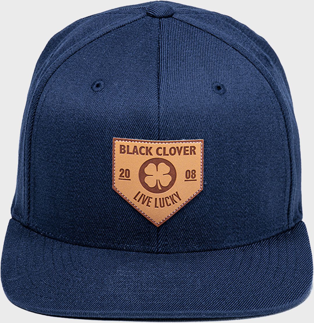 Rawlings Black Clover Leather Patch Flat Bill Hat - Rawlings
