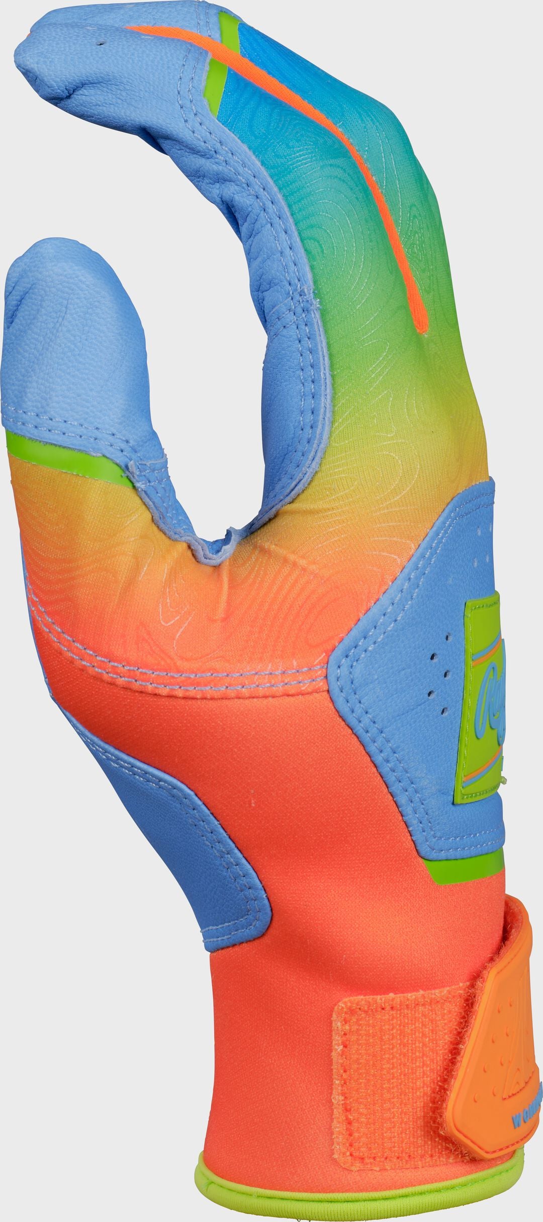 Rawlings Workhorse Columbia Blue/Orange Adult Fun Burst Batting Gloves - Rawlings
