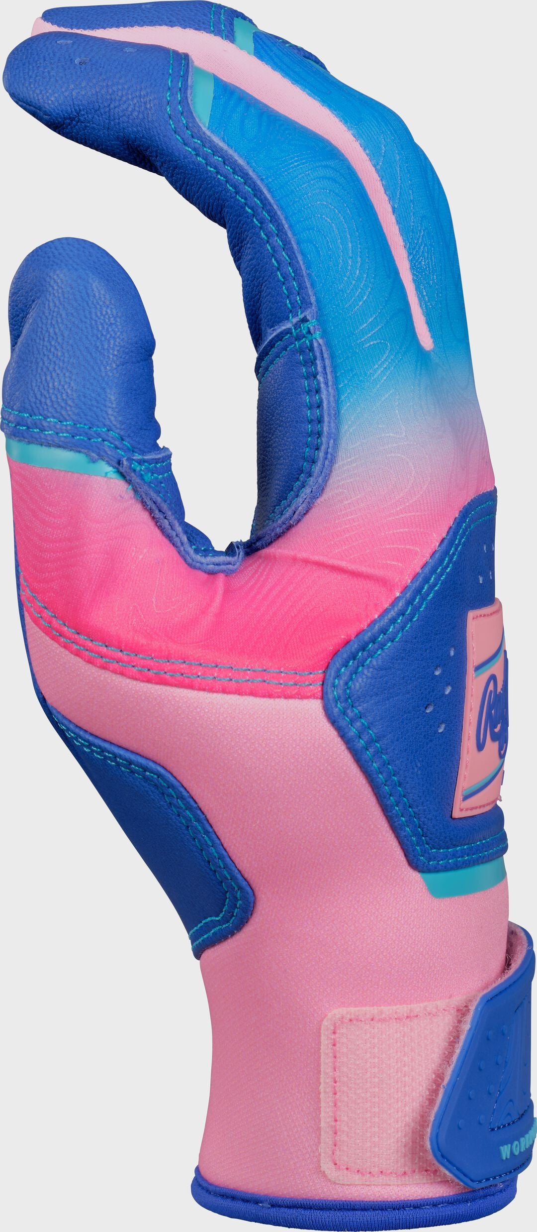 Rawlings Workhorse Royal/Pink Adult Fun Burst Batting Gloves - Rawlings