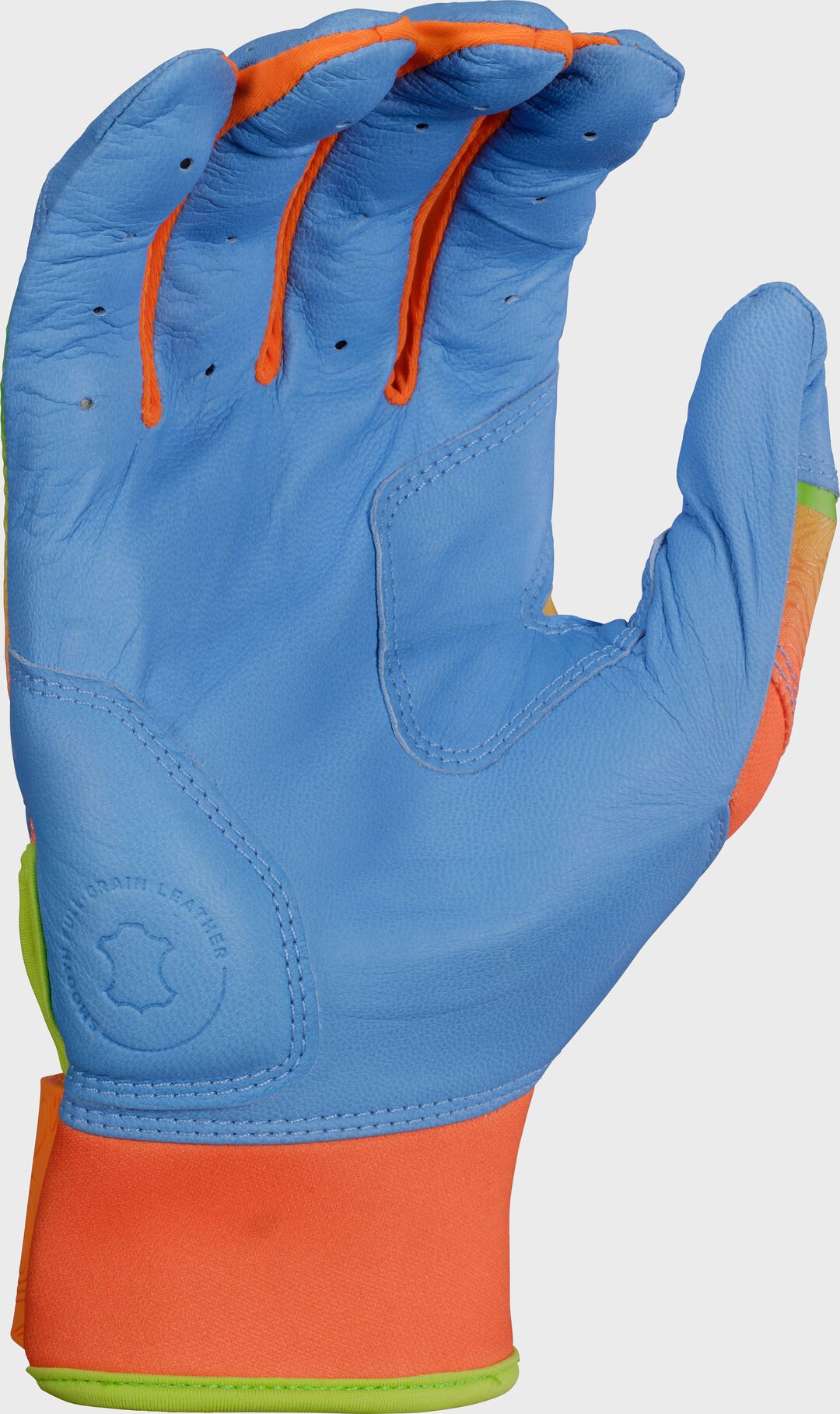 Rawlings Workhorse Columbia Blue/Orange Youth Fun Burst Batting Gloves - Rawlings