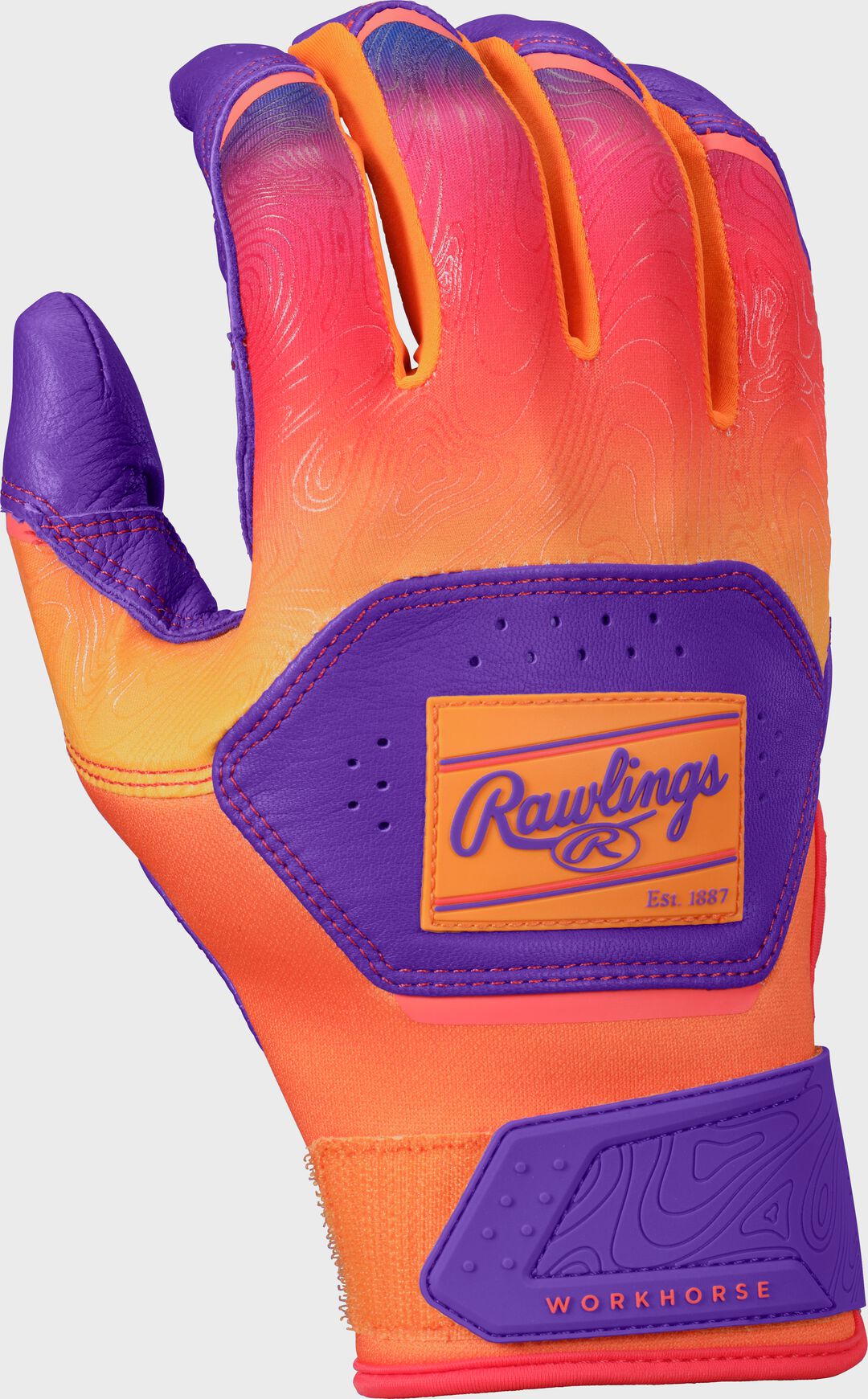Rawlings Workhorse Purple/Orange Youth Fun Burst Batting Gloves - Rawlings