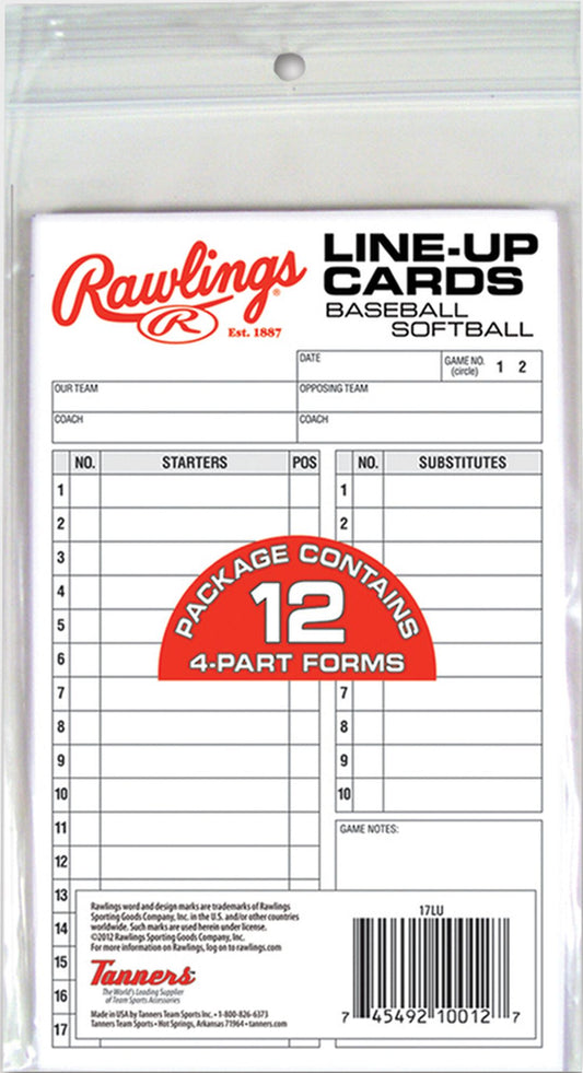 System-17 Lineup Cards Refill Pack - Rawlings