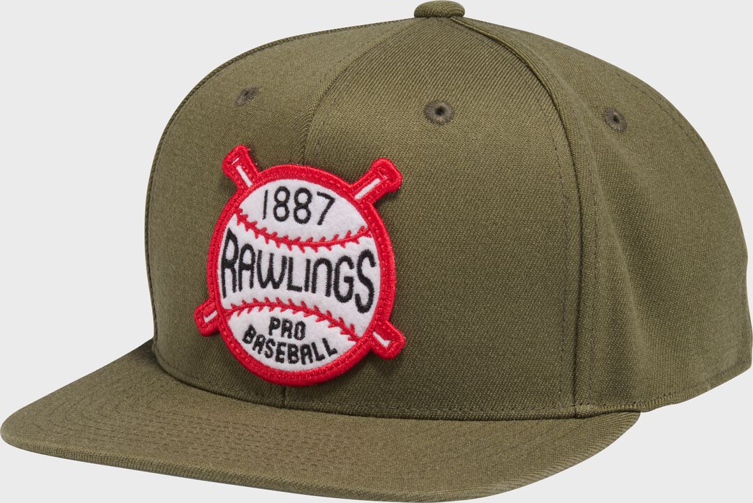 Rawlings Buck Green Vintage Flat Bill Snapback Hat - Rawlings