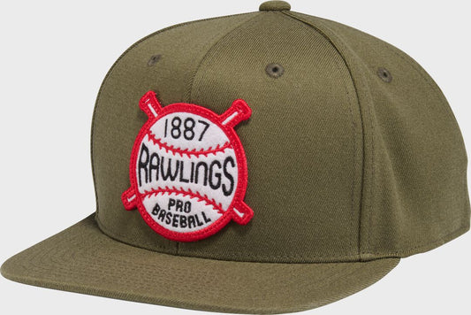 Rawlings Buck Green Vintage Flat Bill Snapback Hat - Rawlings
