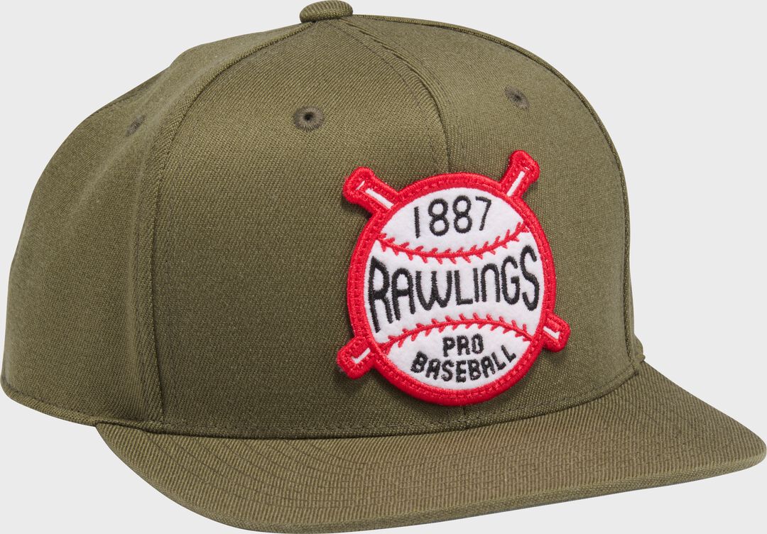 Rawlings Buck Green Vintage Flat Bill Snapback Hat - Rawlings